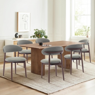 COLAMY Küchenstuhl Esszimmerstühle 6er Set, Moderne Polsterstuhl Essstühle mit Fester Rückenlehne, Stoff Esszimmerstühl mit Holzbein für Esszimmer, Küche, Restaurant, Grün