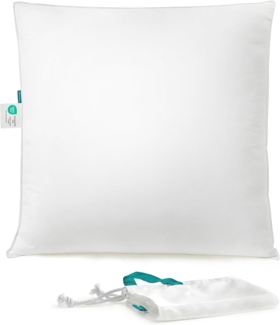 Songmics Kopfkissen 80x80 cm, Füllung 1500 g, Stoffoberfläche aus weichem, gebürstetem Polyester, Kissen, maschinenwaschbar bei 60°, mit Aufbewahrungstasche,1er Set