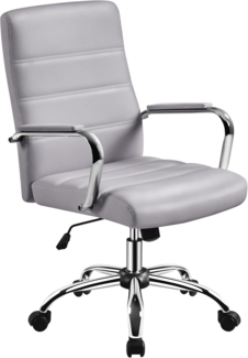 Yaheetech Schreitischstuhl ergonomisch Bürostuhl mit Armlehnen Home-Office Stuhl Drehstuhl mit Rollen Arbeitsstuhl mit Rückenlehne für Büro/Arbeitszimmer Hellgrau