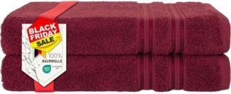Hammetex 2er Badetücher Set, 100% Baumwolle Premium Qualität Groß 70x140 cm Duschtücher, Weich Saugstark Schnell Trocknendes Badetücher, Bordeauxrot