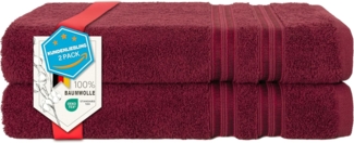 Hammetex 2er Badetücher Set, 100% Baumwolle Premium Qualität Groß 70x140 cm Duschtücher, Weich Saugstark Schnell Trocknendes Badetücher, Bordeauxrot