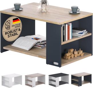 Casaria Couchtisch Santa Cruz, Holz Grau mit Stauraum 90x59x48cm 2 Ablagen Matt Modern Rechteckig