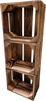 Obstkiste Holzkiste Weinkiste Box Dekokiste Kisten 22x20,5x15cm 3x Geflammt