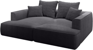 Vente-unique - Sofa 3-Sitzer - tiefe Komfortsitzfläche - grob gerippter Cord - Schwarz - PINETA