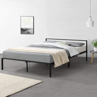 en.casa 'Imatra' Metallbett, Doppelbett 160x200 cm, schwarz, mit Lattenrost