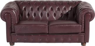 Bridgeport Sofa 2-Sitzer Wischleder Rot Buche Nussbaumfarben