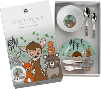 WMF Kindergeschirr-Set Waldfreunde (6-tlg), 1 Personen, Cromargan® Edelstahl Rostfrei 18/10, Porzellan, ab 3 Jahren, hygienisch, säurefest