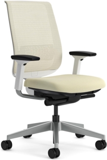 Steelcase Reply Air Ergonomischer Bürostuhl mit höhenverstellbaren Armlehnen und Lumbalstütze Beige, 66 x 58.5 x 100.5
