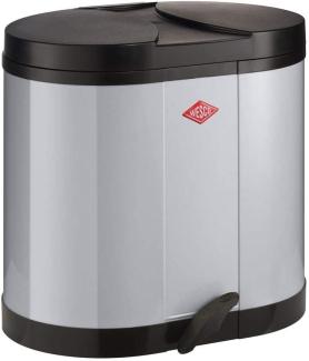 Wesco Doppel-Abfallsammler Öko-Sammler 170, Abfallsammler, Tretabfallsammler, Tretmülleimer, Mülleimer, Stahlblech, Cool Grey, 2x15 L, 170611-76