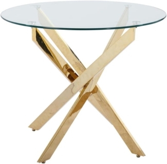 Vente-unique - Esstisch rund für 2 Personen - Sicherheitsglas & goldfarbenes Metall - Transparent - COSIMA