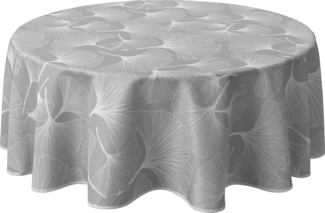 Le linge de Jules Biloba schmutzabweisende Tischdecke – rund 160 cm, Grau, Weiß