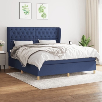 Polsterbett mit Matratze Stoff Blau 160x200 cm