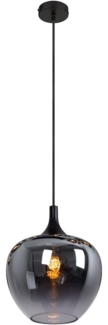 Pendelleuchte, Metall, Rauchglas, schwarz, H 120 cm