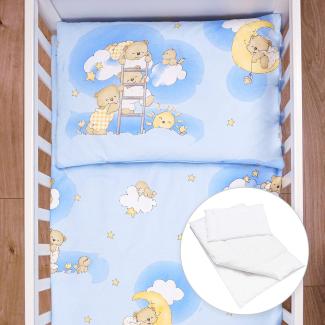 Baby Comfort 4-teiliges Bettwäsche für Kinder 120x90 cm Steppdecke und Kissen, Bettbezug und Kissenbezug - (Muster 4)