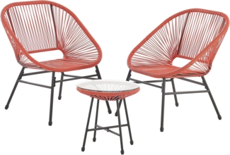 SVITA Balkonset TULUM, (Set, 3-teilig), Garten-Möbel, 2 Stühle, mit Tisch, Terracotta
