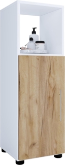 VCM Badmöbel Midischrank Flandu 919453 Weiß / Honig-Eiche H. 93 x B. 31 x T. 30 cm