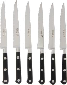 Richardson Sheffield SABATIER TROMPETTE Steakmesser-Set, für 6 Personen, rostfrei & hochglanzpoliert, Scharfe Messer mit Wellenschliff, Steakbesteck, Pizzabesteck