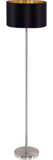 Eglo 'Maserlo' Stehleuchte mit Fußtrittschalter, Textil schwarz / gold, E27, 1x60W, Höhe 151 x Ø 38 cm