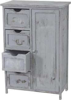 Kommode HWC-D12, Shabby-Look Vintage, 82x55x30cm ~ grau