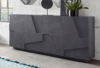 Dmora - Kommode Noel, Küchen-Sideboard mit 4 Türen, Wohnzimmer-Buffet, 100 % Made in Italy, cm 162x44h86, Slate