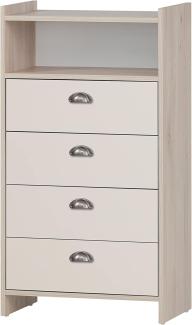 Schildmeyer Lindholm Highboard, Holzwerkstoff, Sandeiche Dekor/Cremebeige, 60,1 x 33 x 104 cm