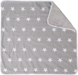 roba Babydecke 'Little Stars' 80 x 80 cm - 2-seitig - super weich - warm & flauschig - Baumwolle - Grau
