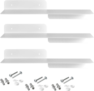 SO-TECH® Deko-Wandregal Schweberegal Wandboard HOVER I schmale Ablage aus Stahl, 3-tlg, 35 x 13 x 7,8 cm, weiß, inkl. Befestigungsset