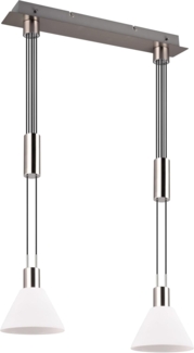 Höhenverstellbare Pendelleuchte STANLEY 2-flammig mit Glasschirmen Weiß, B: 55cm