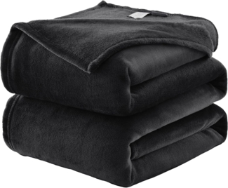 WAVVE Kuscheldecke Flauschig Decke Fleecedecke - Sofadecke 150x200 cm Wohndecke Couchdecke, Schwarz Decke Weich Sofaüberwurf XL