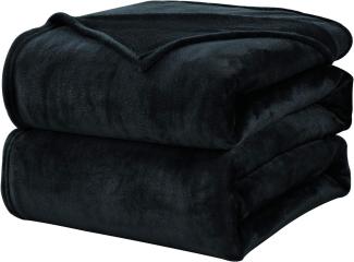 WAVVE Kuscheldecke Flauschig Decke Fleecedecke - Sofadecke 150x200 cm Wohndecke Couchdecke, Schwarz Decke Weich Sofaüberwurf XL