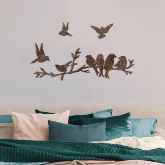 dekoratives Wandaccessoire aus Metall, 'Rusty Birds 2', Antiquität