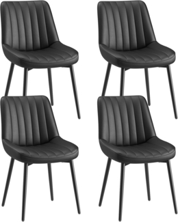 COLAMY Esszimmerstühle 4er Set aus technischem Stoff – Gepolsterte Stühle für Esszimmer & Küche mit Metallbeinen, Dickem Sitzpolster & Rutschfesten Füßen, Schwarz