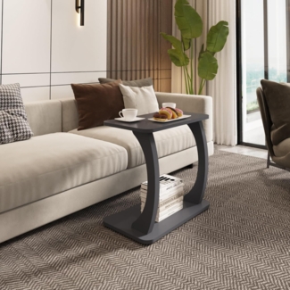 Beistelltisch Stattela C-förmig 59x35x56 cm Grau [en. casa]