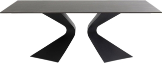 Kare Design Tisch Gloria, Schwarz, 4-6 Personen, Indoor,Outdoor, Pflegeleicht, Wetterbeständig, Balkon, Wohnzimmer, Keramik-Platte, Stahlbeine, ESG-Glas 75 x 180 x 90 cm (HxBxT)