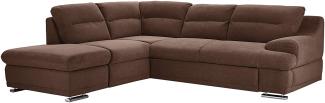 Mivano Ecksofa Coast / Große Sofagarnitur in L-Form mit Ottomane links, 264 x 88 x 217, Mikrofaser: hellbraun