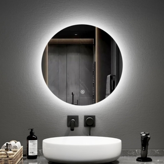 Emke LED Badspiegel mit Beleuchtung, dimmbar, Ø 50 cm