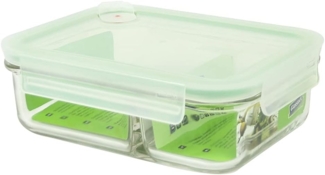 Glasslock Frischhaltedose Duo-Air, Glas, Kunststoff, (1-tlg), 2-Kammer-rechteckig, mit Clipverschlussdeckel