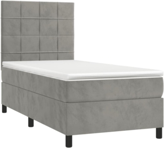 vidaXL Boxspringbett mit Matratze Hellgrau 90x200 cm Samt 3143001