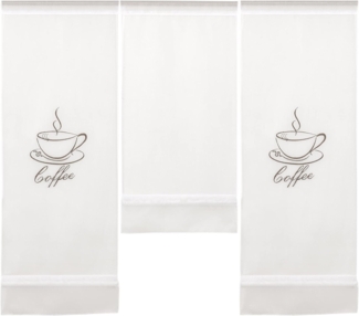 Clever-Kauf-24 Scheibengardine Design Mini Flächenvorhang Set, blau Leinen, Webstreifen, 4058-01, (3 St), Stangendurchzug, halbtransparent