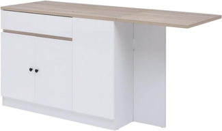 Vente-unique - Kücheninsel mit Stauraum - MDF - Weiß & Holzfarben - HELOMY