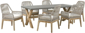 Beliani 'OLBIA' Gartentisch Set, Beton beige, 200 x 100 x 75 cm