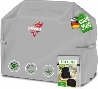 KESSER® Premium BBQ Grillabdeckung Gasgrill Grillhaube Abdeckung Wetterfest - für Weber, Brinkmann, Char Broil Grill Abdeckhaube Schutzhülle | 600D Oxford- Gewebe Reißfest Grau, 147 x 61 x 122 cm (BxTxH)