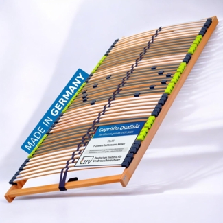 DaMi Lattenrost Relax 140x200 cm – 7 Zonen Lattenrahmen aus Buche mit 6-Fach Härteverstellung – Starr