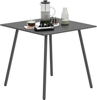 Outsunny Gartentisch 80 x 80 x 74 cm, wetterfest, mit Stahlrahmen, rutschfest, 4 Personen (Campingtisch, 1-St, Buffettisch aus Stahl), für Garten, Terrasse, Balkon, Grau