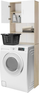 ML-DESIGN Waschmaschinenumbauschrank Badezimmerschrank für Waschmaschine Hochschrank Badmöbel Badregal Badregal mit Türen Weiß/Sonoma Umbauschrank Waschmaschinenüberbau