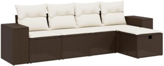 vidaXL 5-tlg. Garten-Sofagarnitur mit Kissen Braun Poly Rattan 3264399