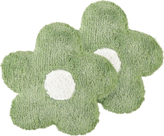 Kissen 2er Set Für Kinder Blumenmuster SORREL Baumwolle 30 x 30 cm Grün