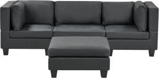 Beliani 'Unstad' Sofa, Schwarz, Kunstleder, 72 x 76 x 228 cm, mit Ottomane, Einzelsofa