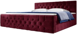 Boxspringbett Velutto mit Stauraum 140x200 Rot H2 (bis 70kg)