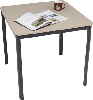 furni24 Schreibtisch D-Profil Nova 80x80x75cm, Sandfarbe, Einfache Montage, Arbeitstisch, Bürotisch, Küchentisch, Esstisch, Druckertisch Büro-Möbel Computertisch Gaming-Tisch Mehrzwecktisch